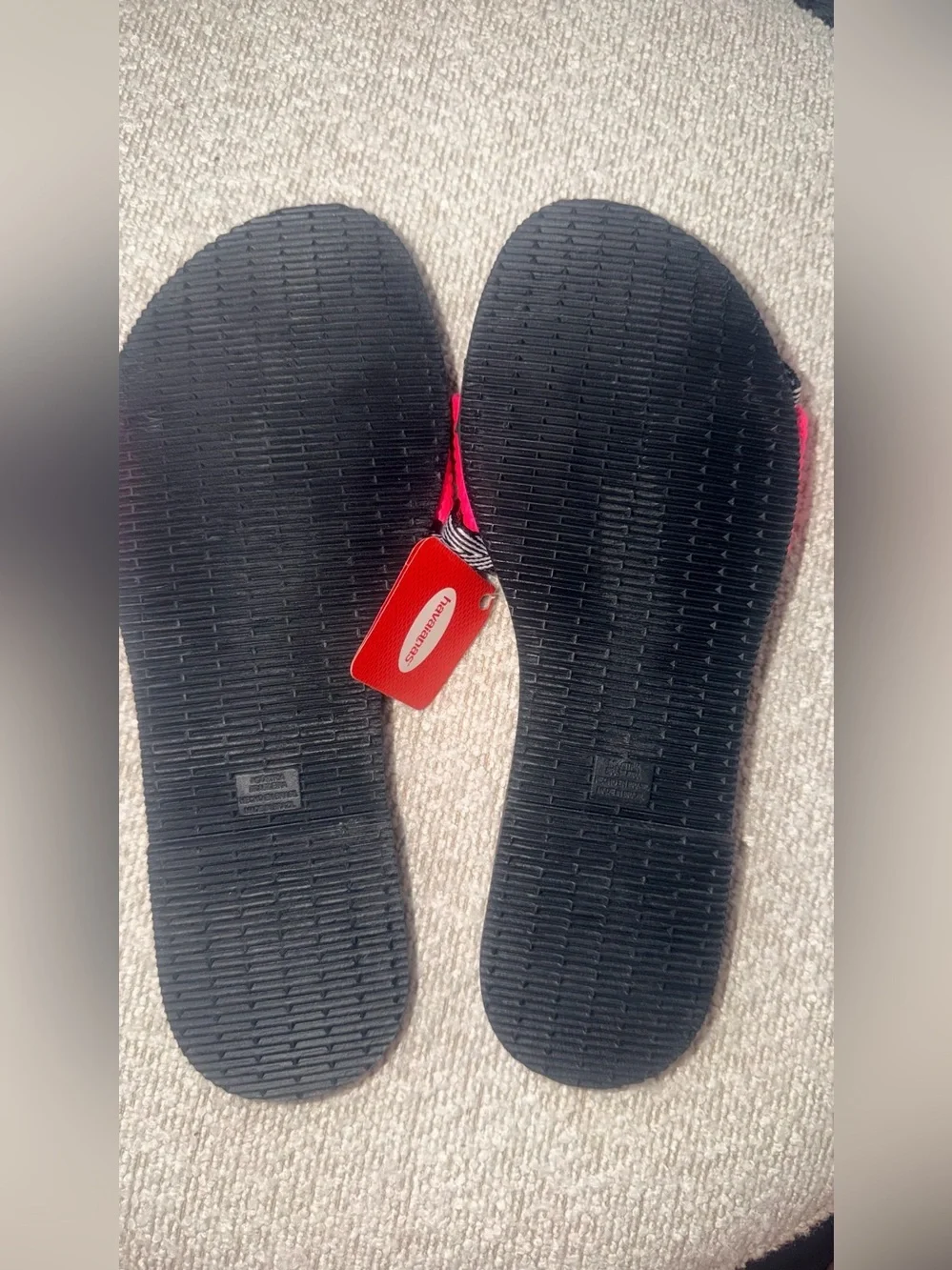 Havaianas Hot Pink Strap Black Footbed Slide Sandals